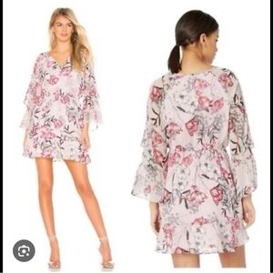 Cupcakes and Cashmere Floral Pink Ruffle Sleeve Dress
